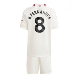 Lacne Dětský Futbalové dres Manchester United Bruno Fernandes #8 2023-24 Krátky Rukáv - Tretina (+ trenírky)